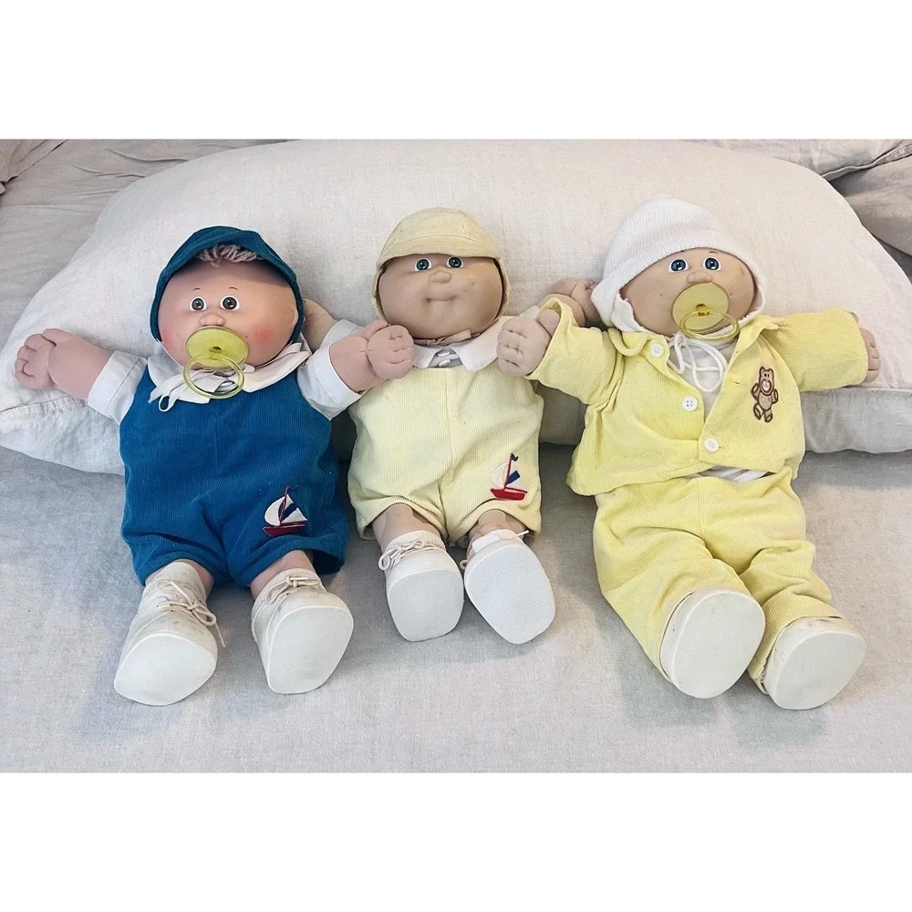 Vintage 1983 Cabbage Patch Kids Xavier Roberts Signed Baby Dolls Lot of 3 Coleco